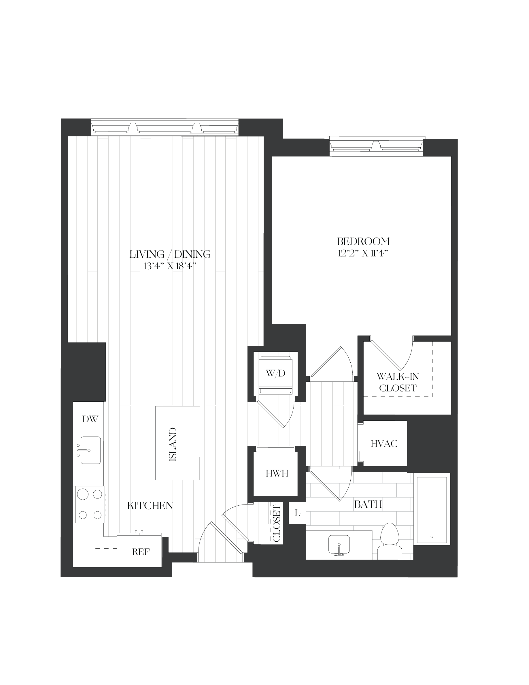 1 Bed/1 Bath-1B-1-D